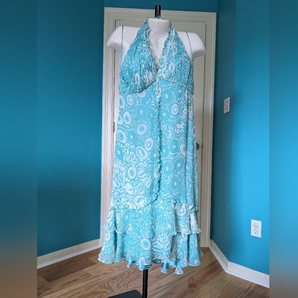 Badgley Mischka Silk halter neck dress